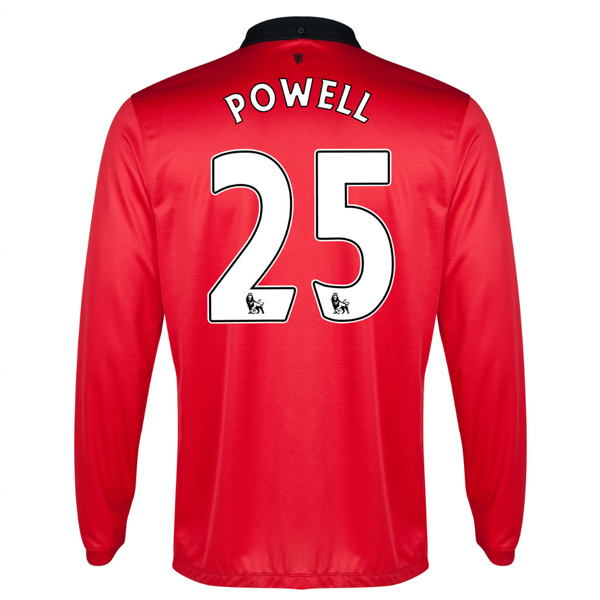 13-14 Manchester United 25 Powell Home Long Sleeve Jersey Shirt -