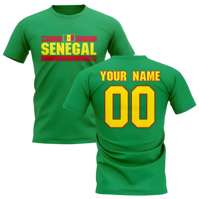 Climate-Control Personalised Senegal Fan Football T-Shirt (Green)