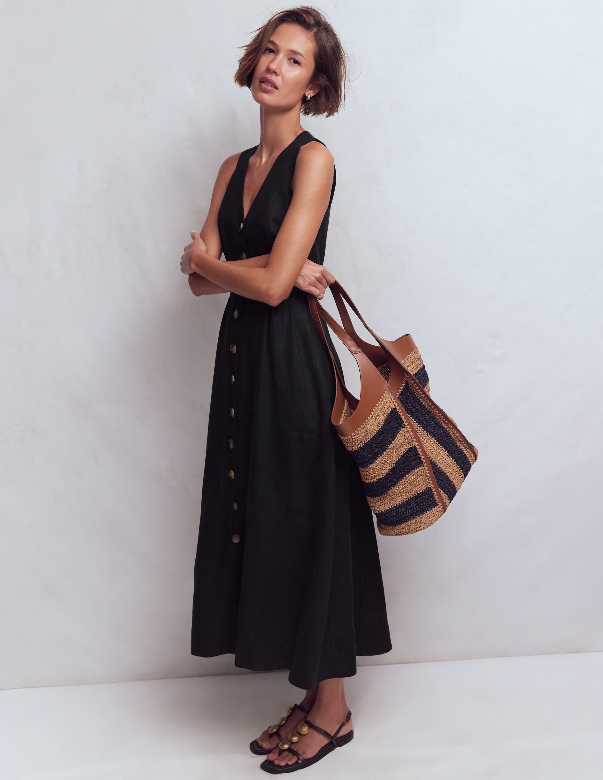 Catherine Button Linen Dress