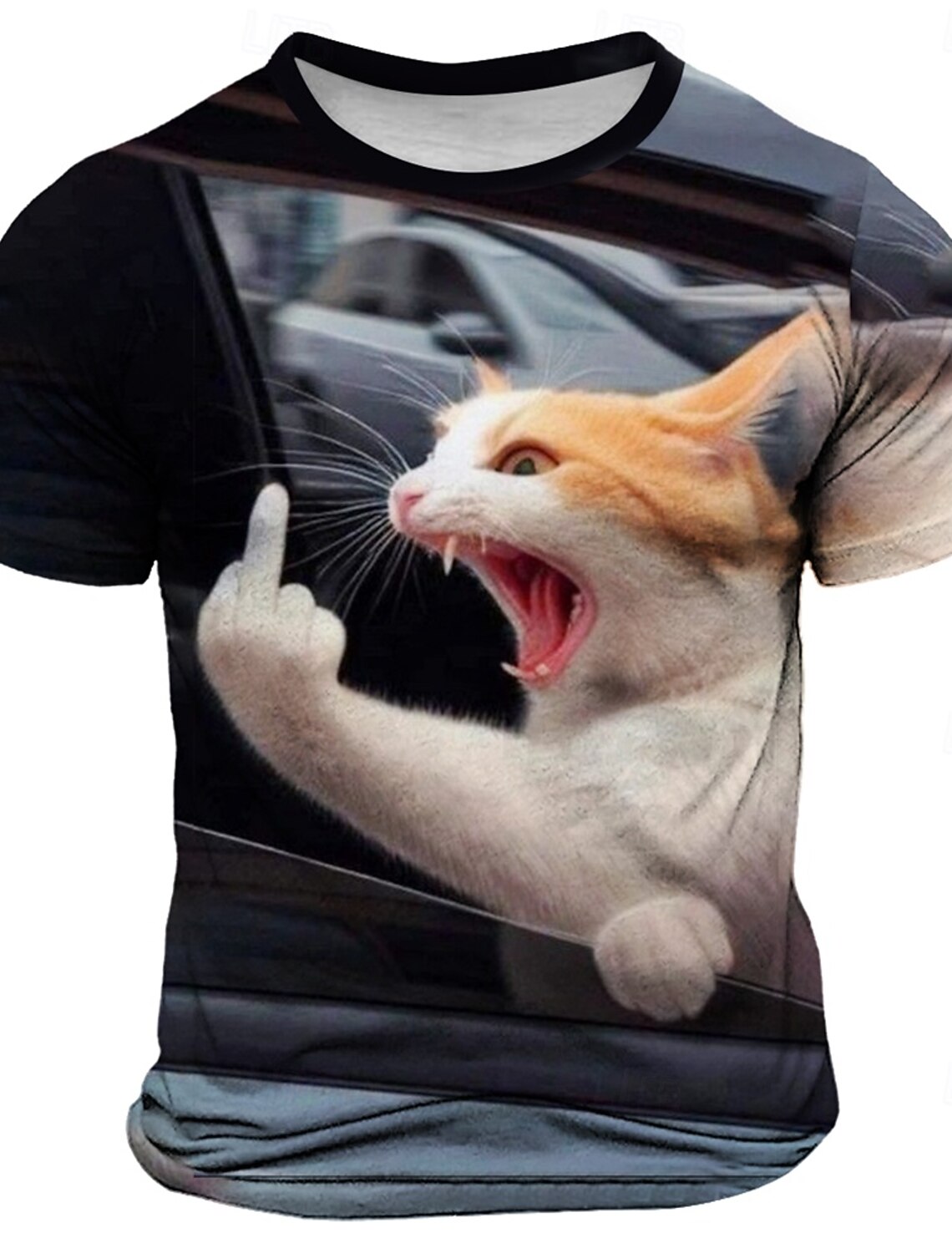 Men's Cat Funny T Shirt Short Sleeve 3D Print Crew Neck Fashion Daily