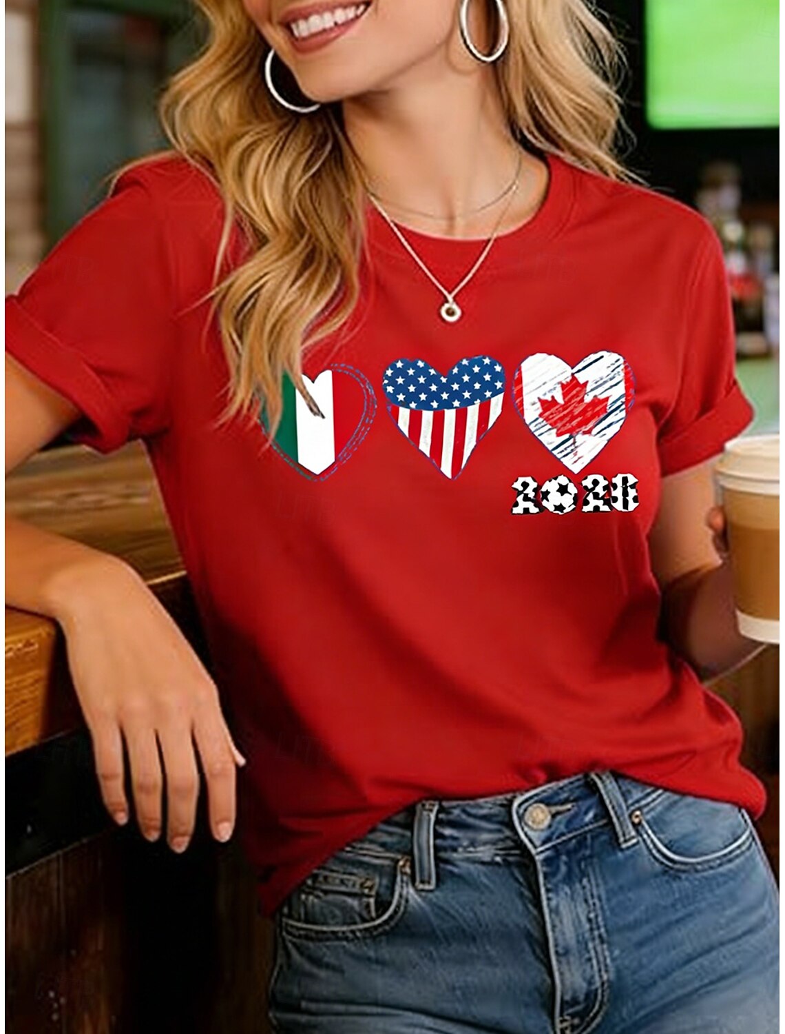 American Independence Day Women's T Shirt Print Graphic Letter American Flag Stylish Classic Casual Short Sleeve Crew Neck Regular Tops Daily Blue Black White Red Summer Spring