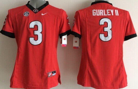 Men's UGA GA Red 2014 team authorized Todd Gurley #3 away jersey