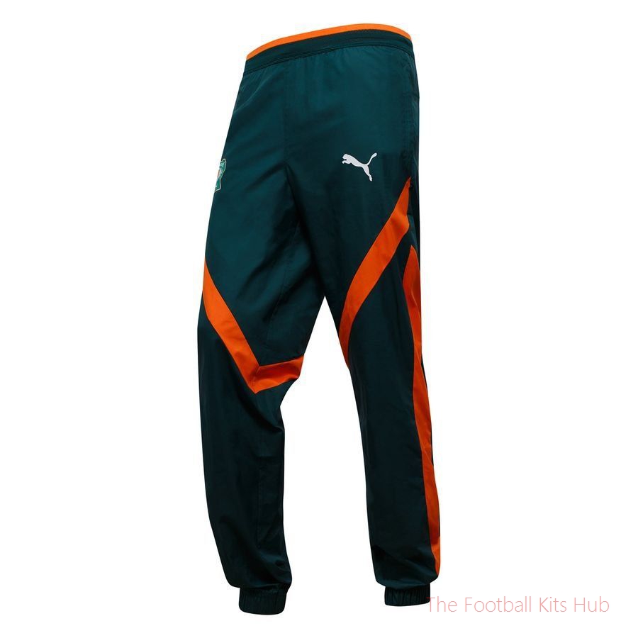 Ivory Coast Training Trousers Pre Match Woven Africa Cup of Nations 2025 - Green/Rickie Orange