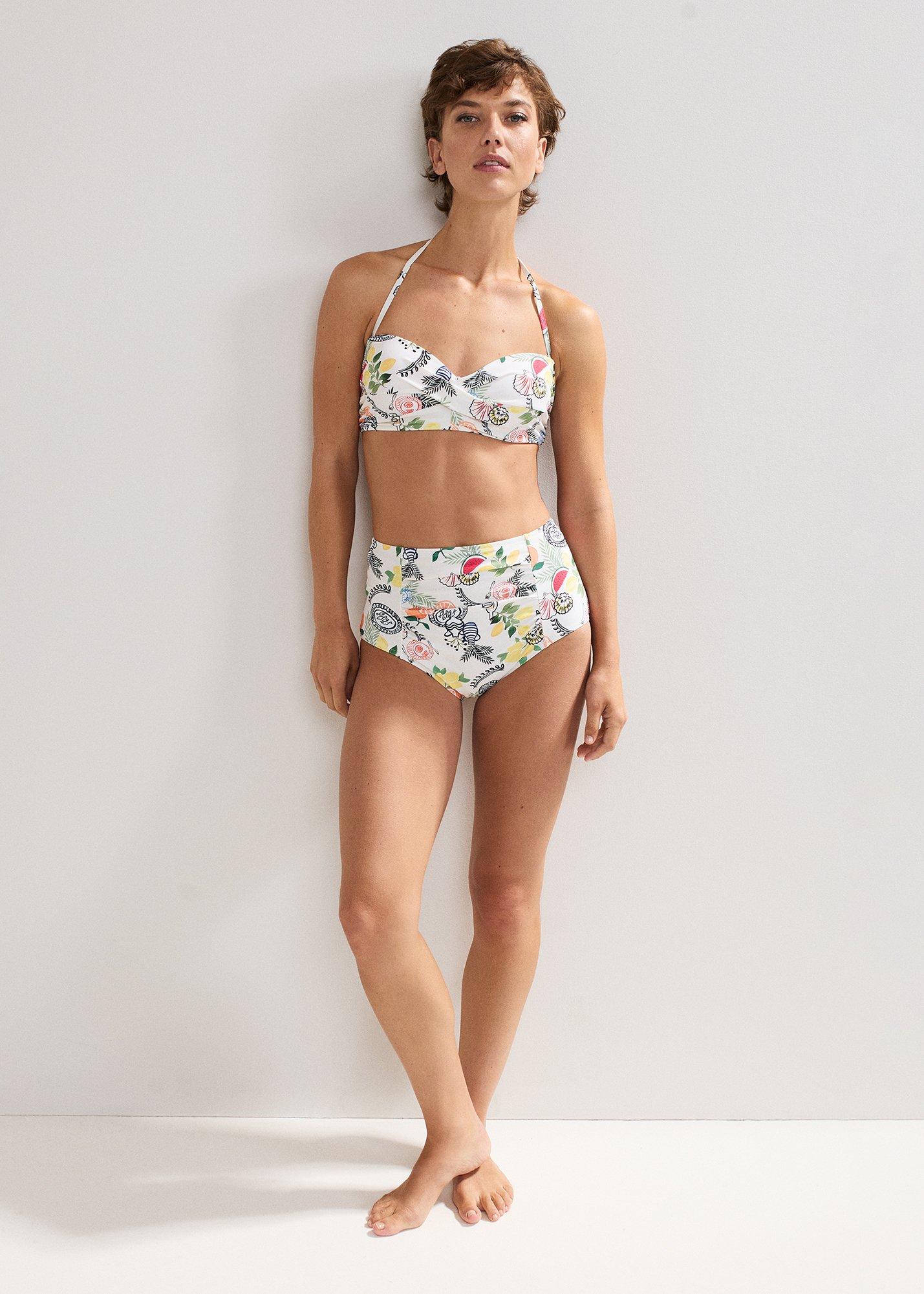 Sicilian Postcard Print Bikini Bottom