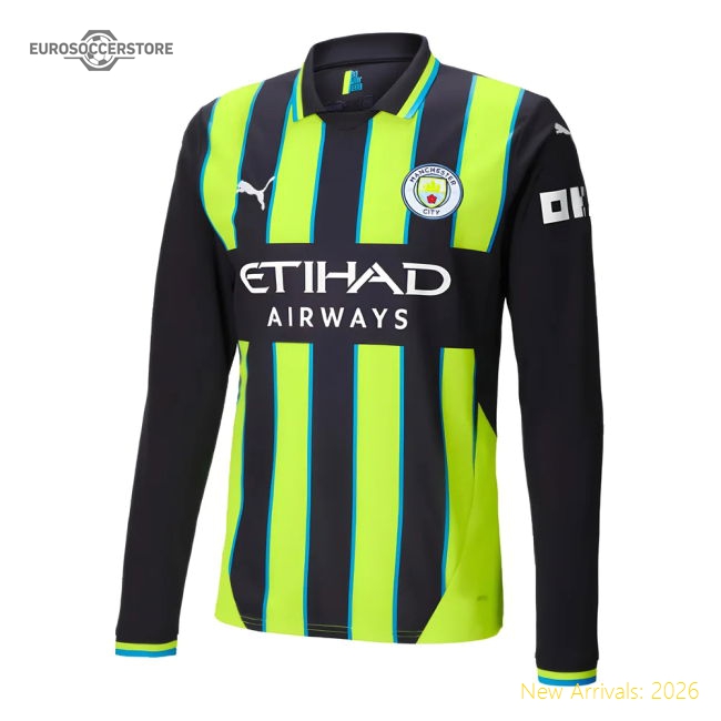 Official 2024-2025 Man City Away Long Sleeve Shirt - Premium Quality