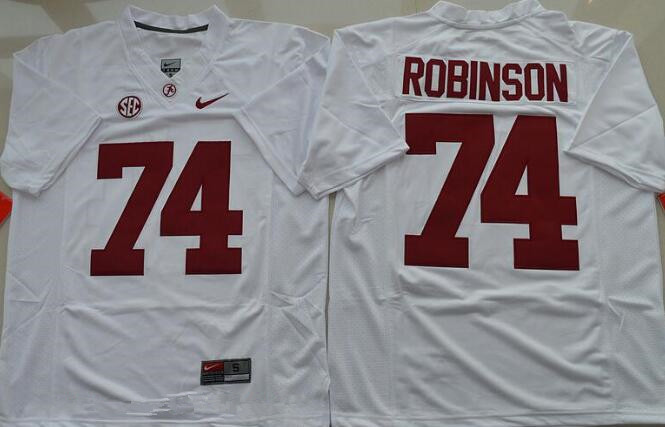 Men's Alabama Bama White 2024 game jersey Cam Robinson #74 stitched