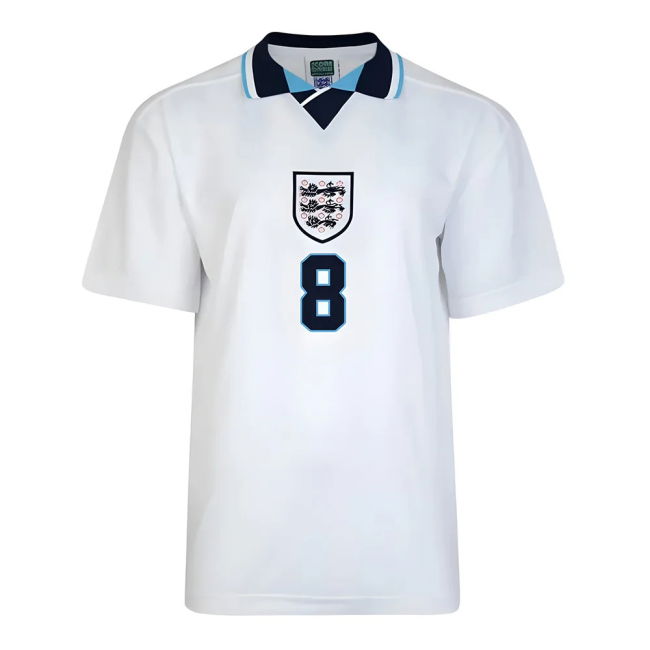 Gascoigne 8 Genuine Copy England Home Replica Jersey for Adults (1)