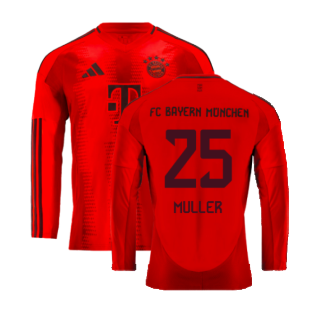 Bayern Munich Long Sleeve Home Kit 2024-2025 Supporter Wear Jersey
