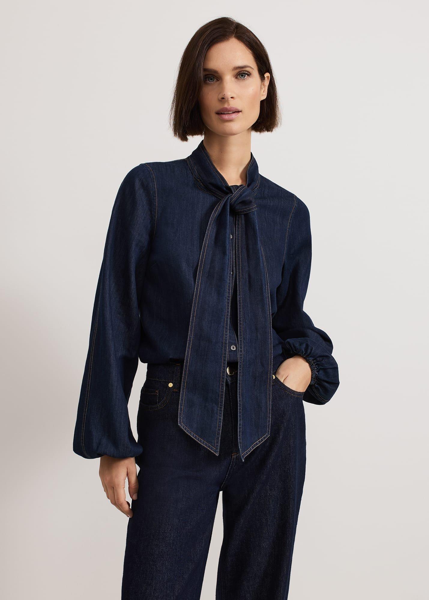 Penelope Denim Tie Blouse