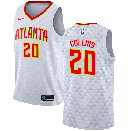 Hawks #20 J. Collins Durable 2024 Icon NBA Jersey - White Swingman
