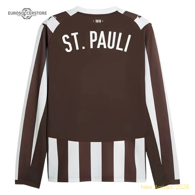 Top-grade 2025-2026 St Pauli Long Sleeve Home Shirt - Match Quality
