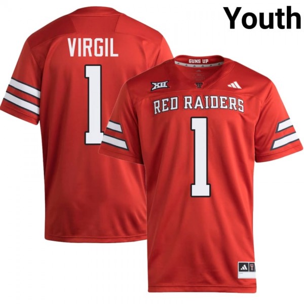 Youth Texas Tech Red Raiders Reggie Virgil #1 Ncaa Red Performance