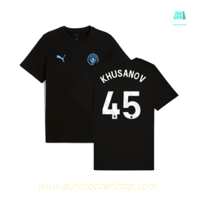 2025-2026 Man City FtblESS Tee (Black) (Khusanov 45)