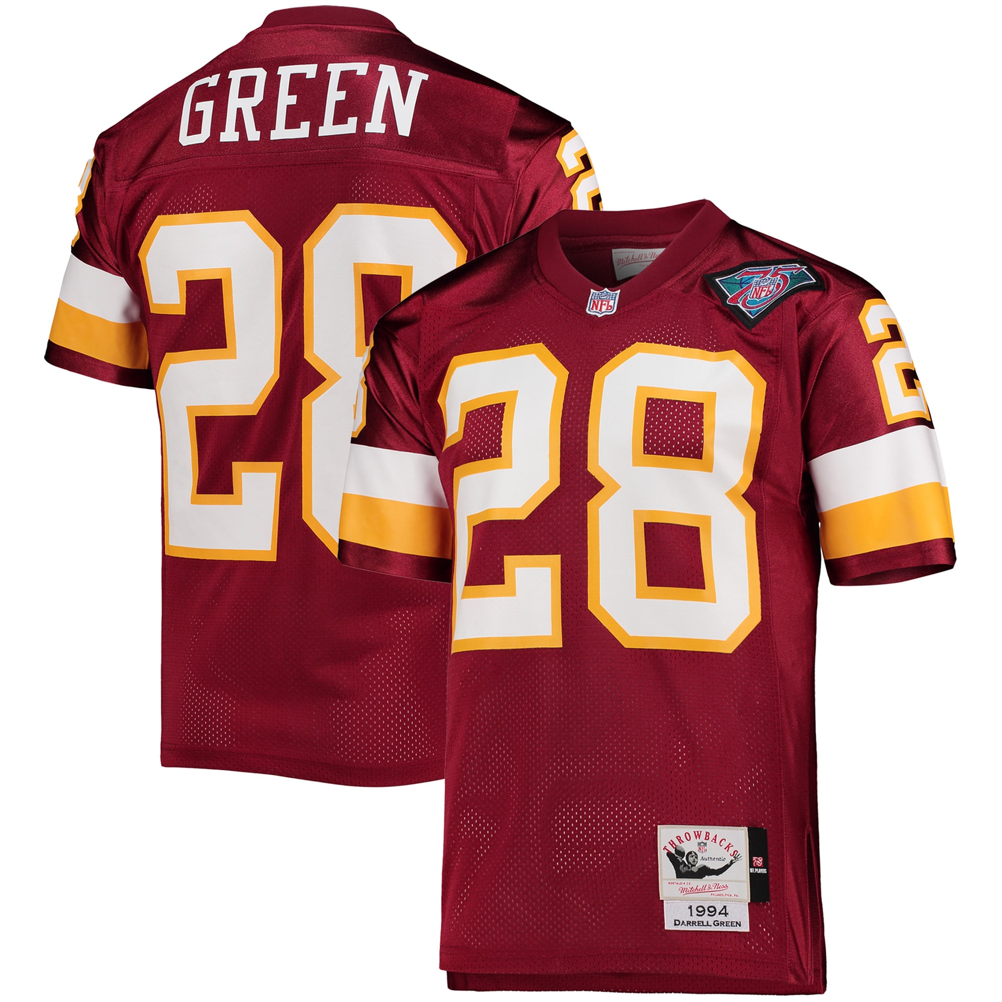 [NJP] Darrell Green Washington Football Team 1994 Authentic Throwback Retired Player Jersey - Burgundy