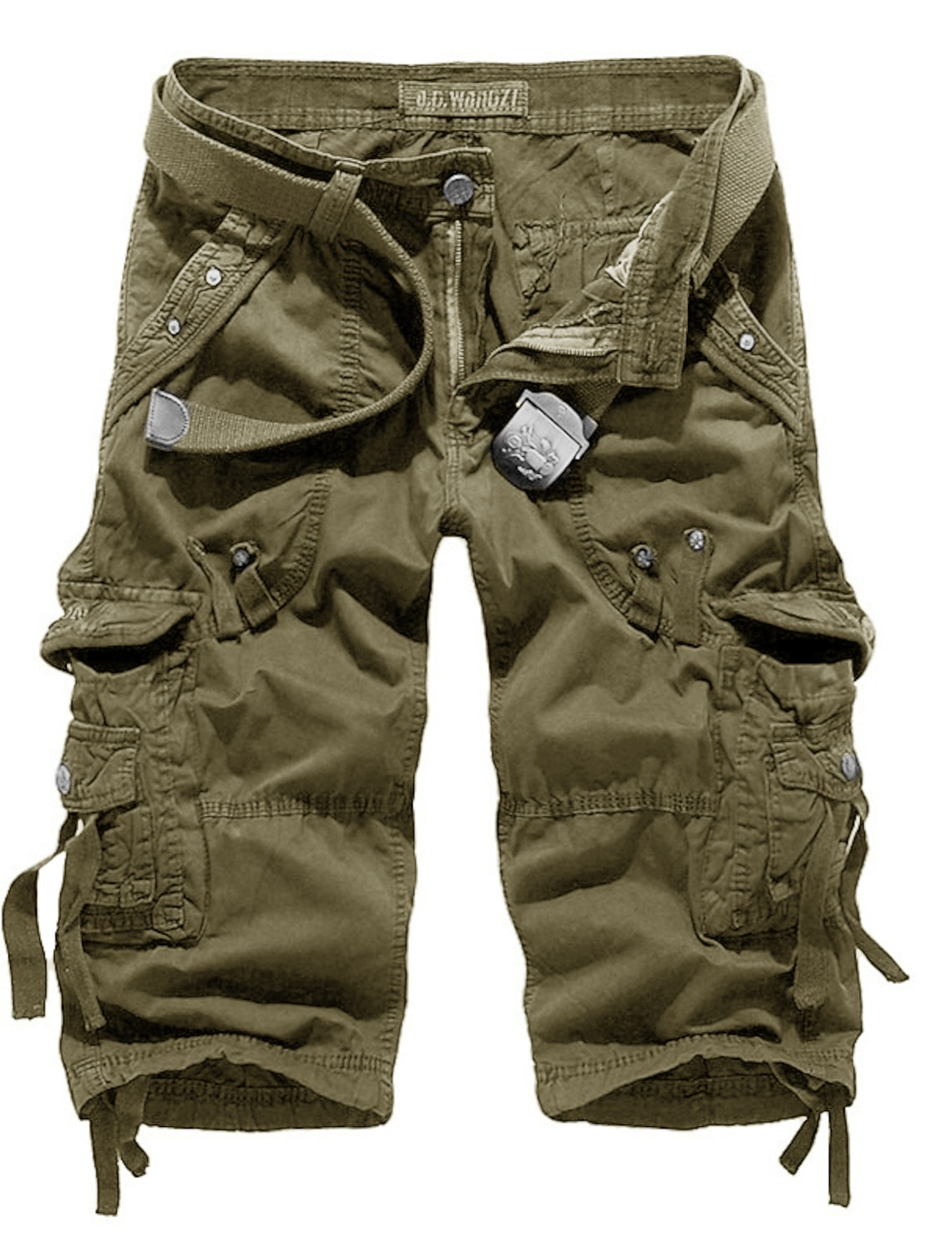 Men's Cargo Shorts Hiking Shorts Leg Drawstring Multi Pocket Multiple Pockets Plain Breathable Outdoor Calf-Length Casual Daily Streetwear Stylish ArmyGreen Wine Inelastic