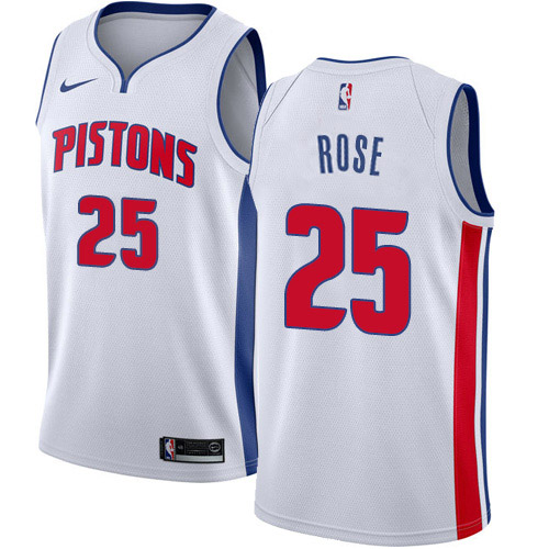 Nike Detroit Pistons #25 Derrick Rose White NBA Swingman Association Edition Jersey Mens