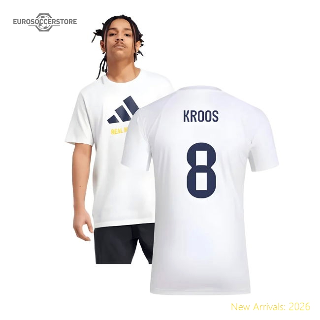 Luxury 2025-2026 Real Madrid Seasonal Graphic Tee (white) (kroos 8)