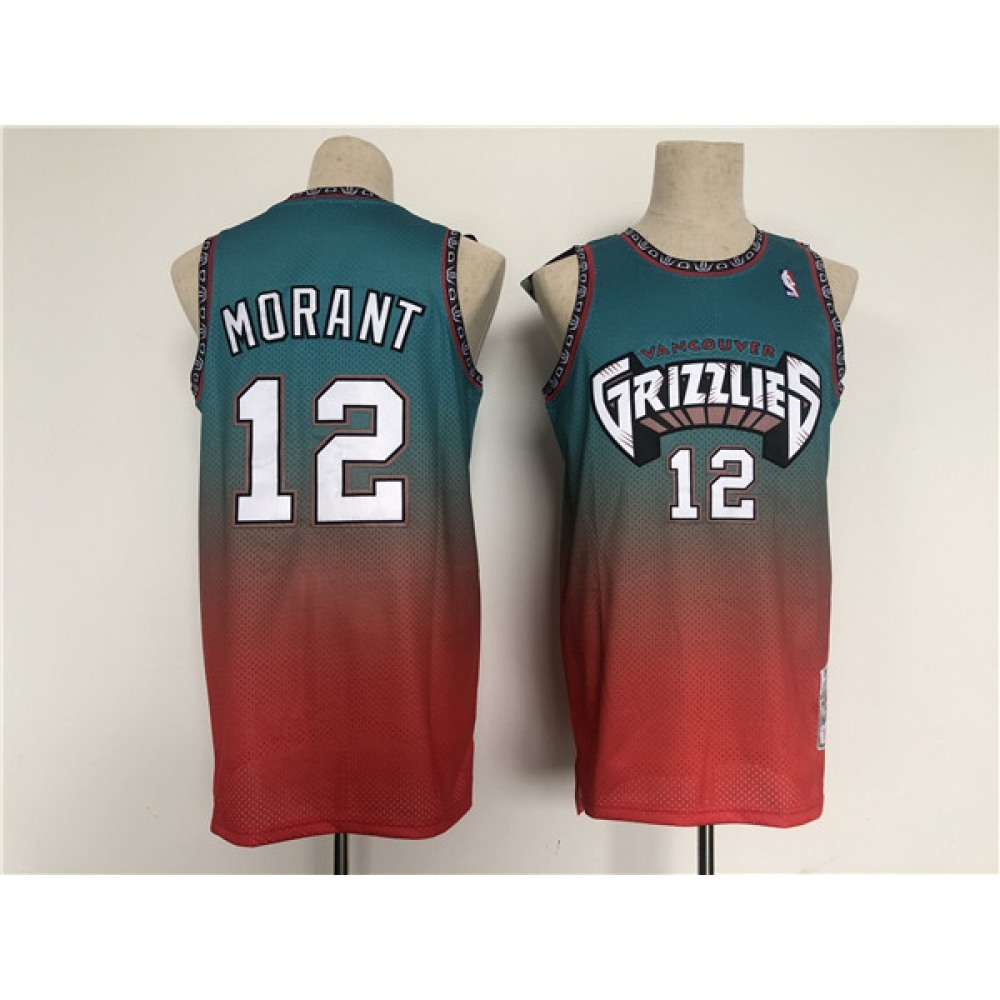 Men's Memphis Grizzlies #12 Ja Morant Teal/Red Throwback Stitched Jersey