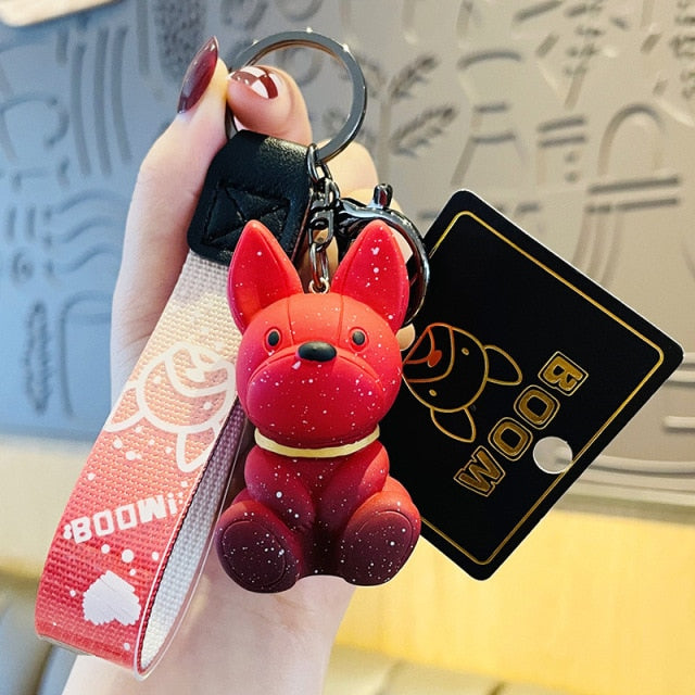 French Bulldog Key Pendant Colorful Keyring (WJ132)