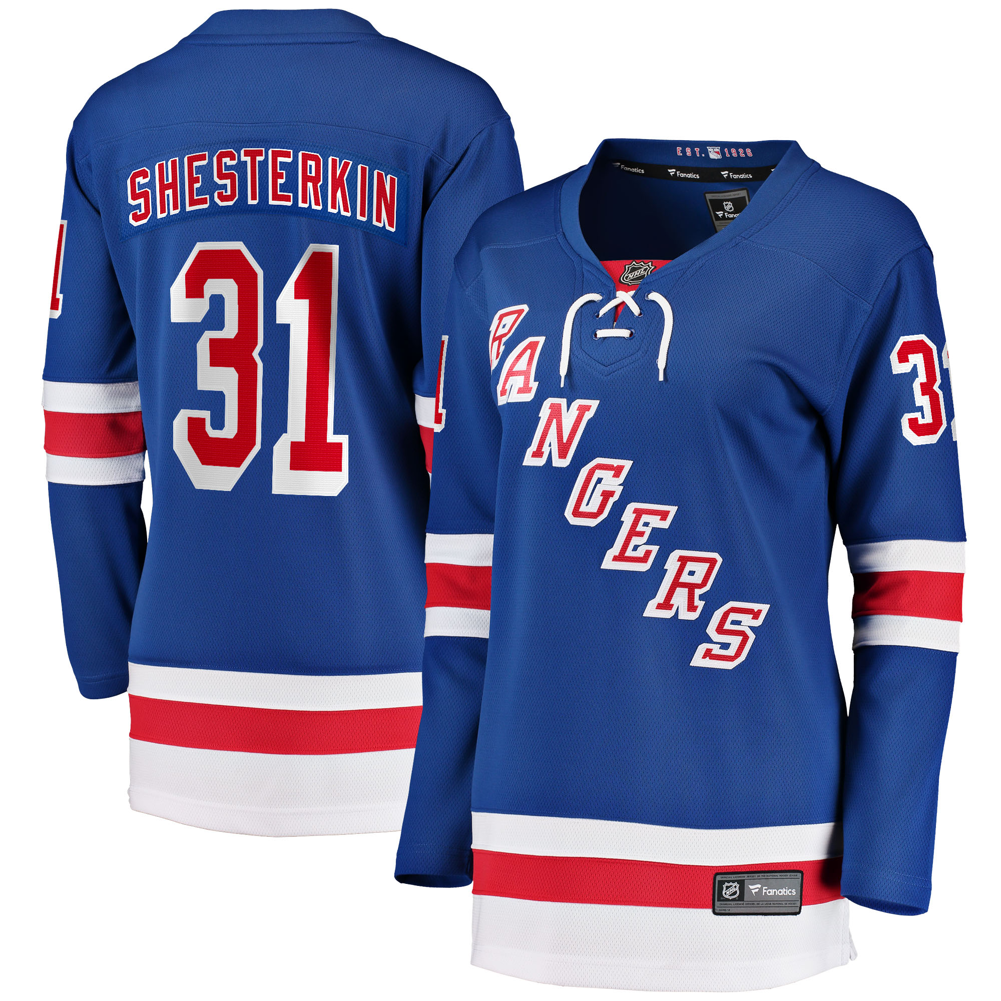 [LK] Igor Shesterkin New York Rangers Women's Home Breakaway Jersey - Blue