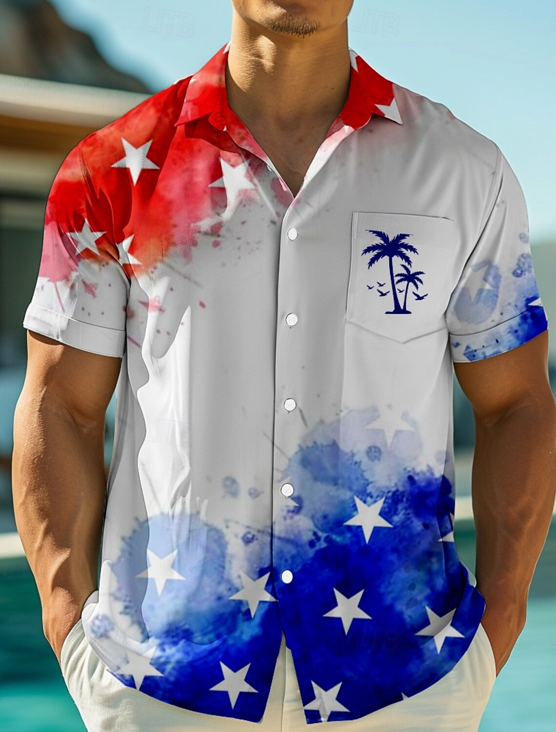 Independence Day Men's 4th of July U.S. 250th Anniversary US Flag Patriotic Shirt Summer Shirt Button Up Shirt Short Sleeve Fashion Casual Outdoor Vacation Dailywear Summer Turndown 3D Print Linen