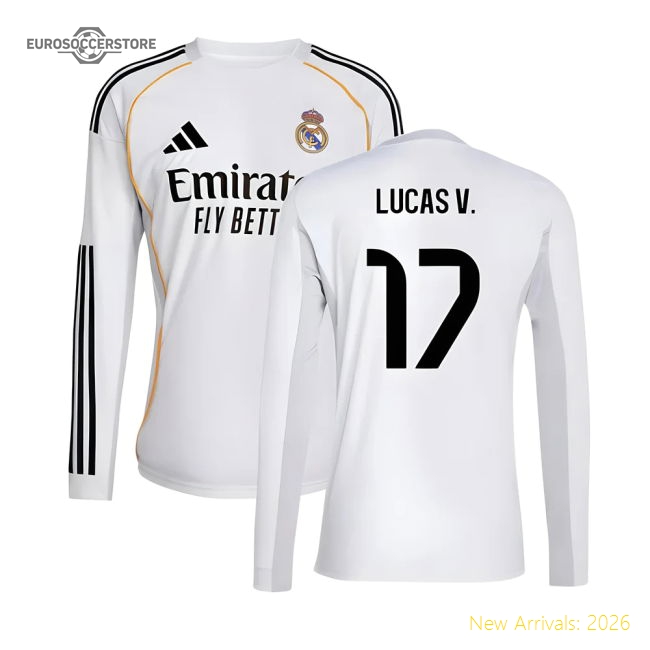 2025-2026 Real Madrid Long Sleeve Home Kit (lucas V 17)