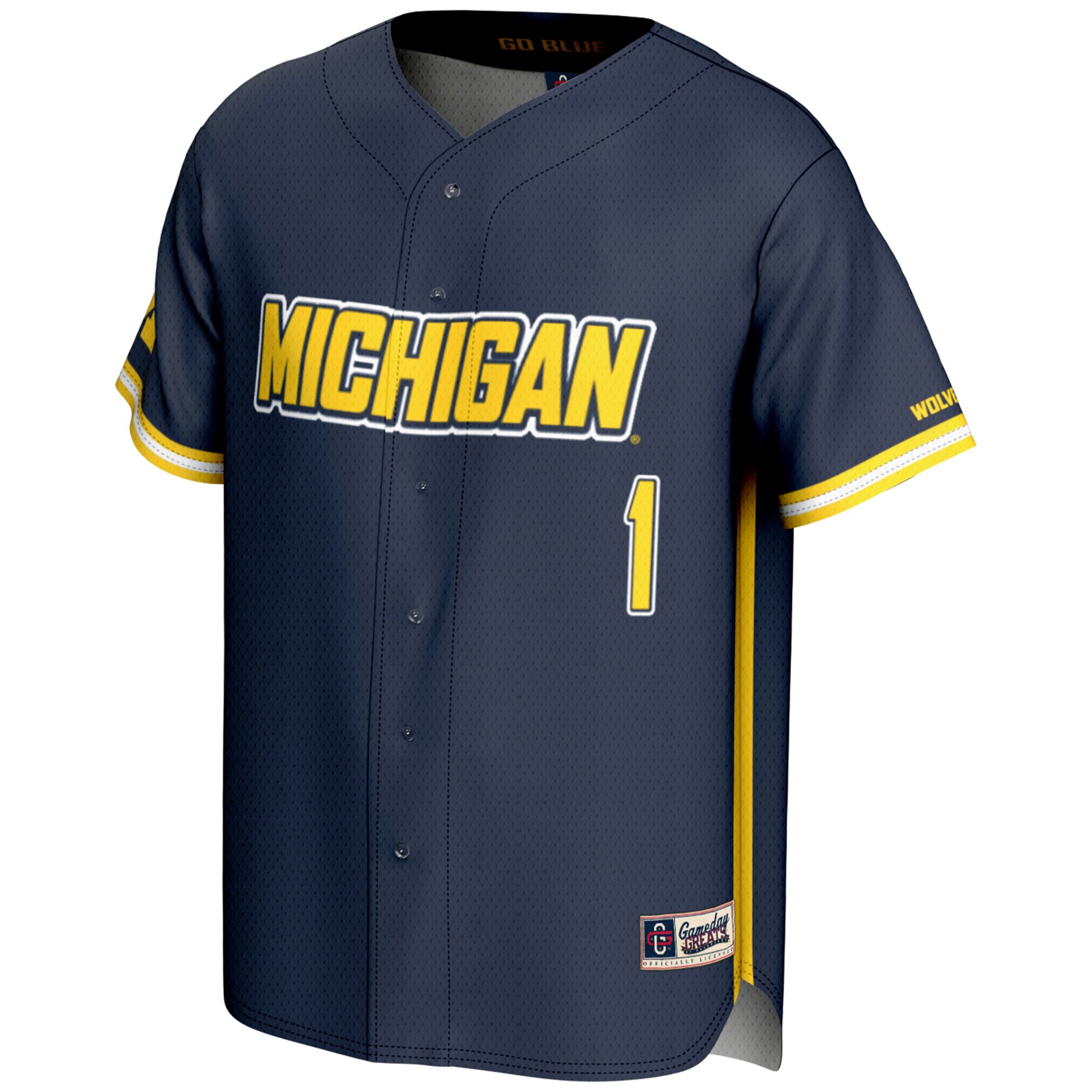 [DDG] Michigan Wolverines GameDay Greats Lightweight Baseball Fashion Jersey - Navy