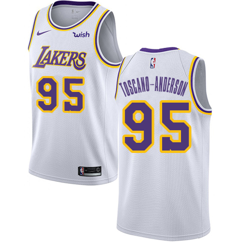 White LAL Angeles Lakers #95 Nike Swingman Jersey Premium Quality