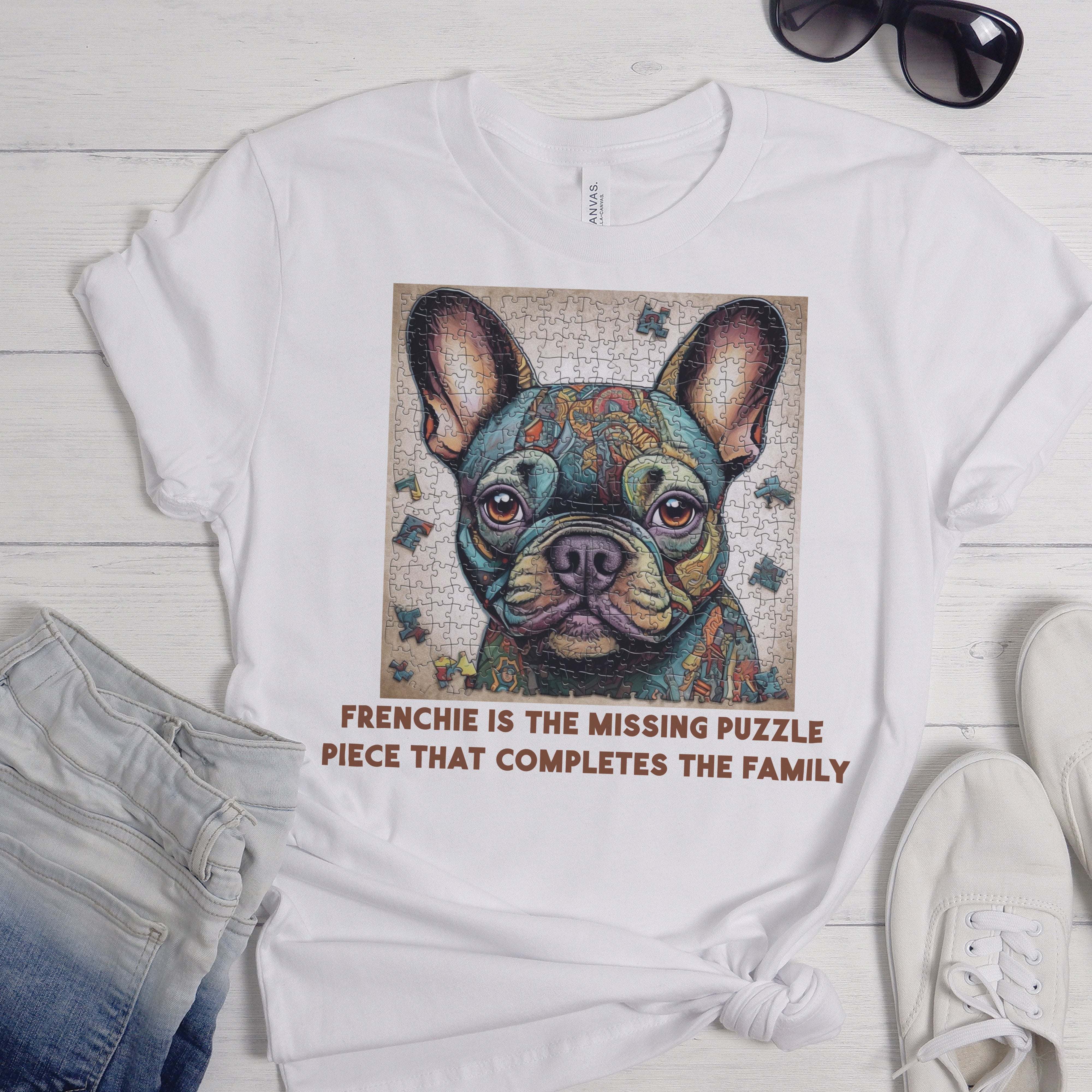 French Bulldog Frenchie Bulldog Puzzle Unisex T Shirt Frenchie Pet Item