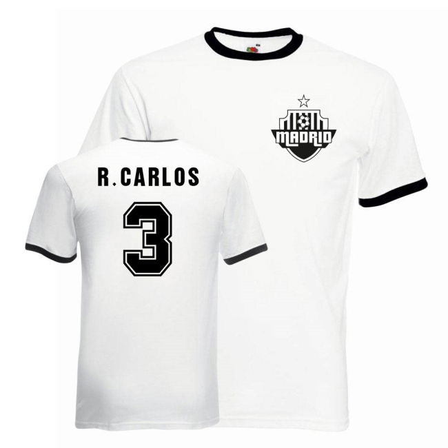 Roberto Carlos Real Madrid Ringer official style T-Shirt (Adult