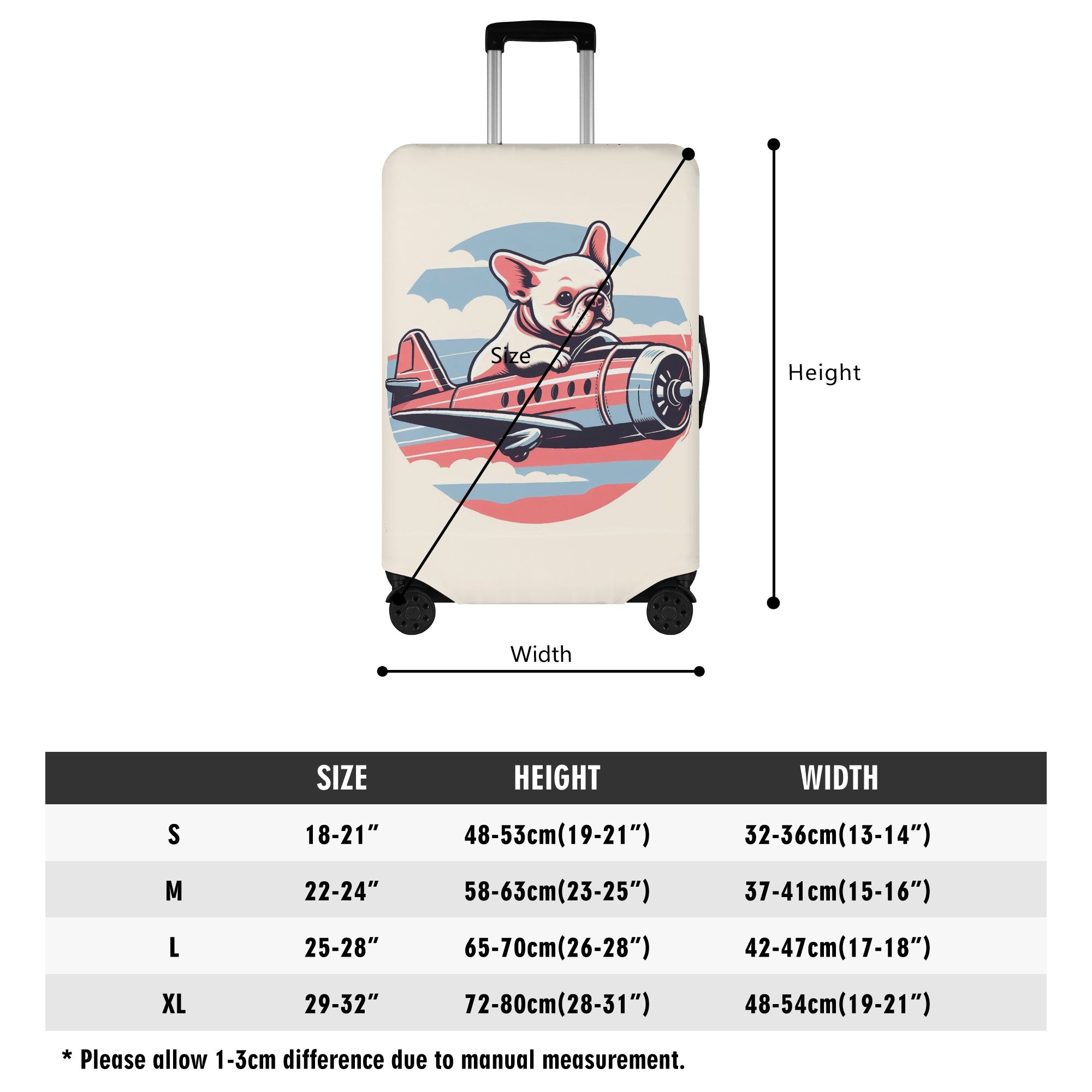 Safe Durable Diana - Frenchie Luggage Cover Outdoor Use