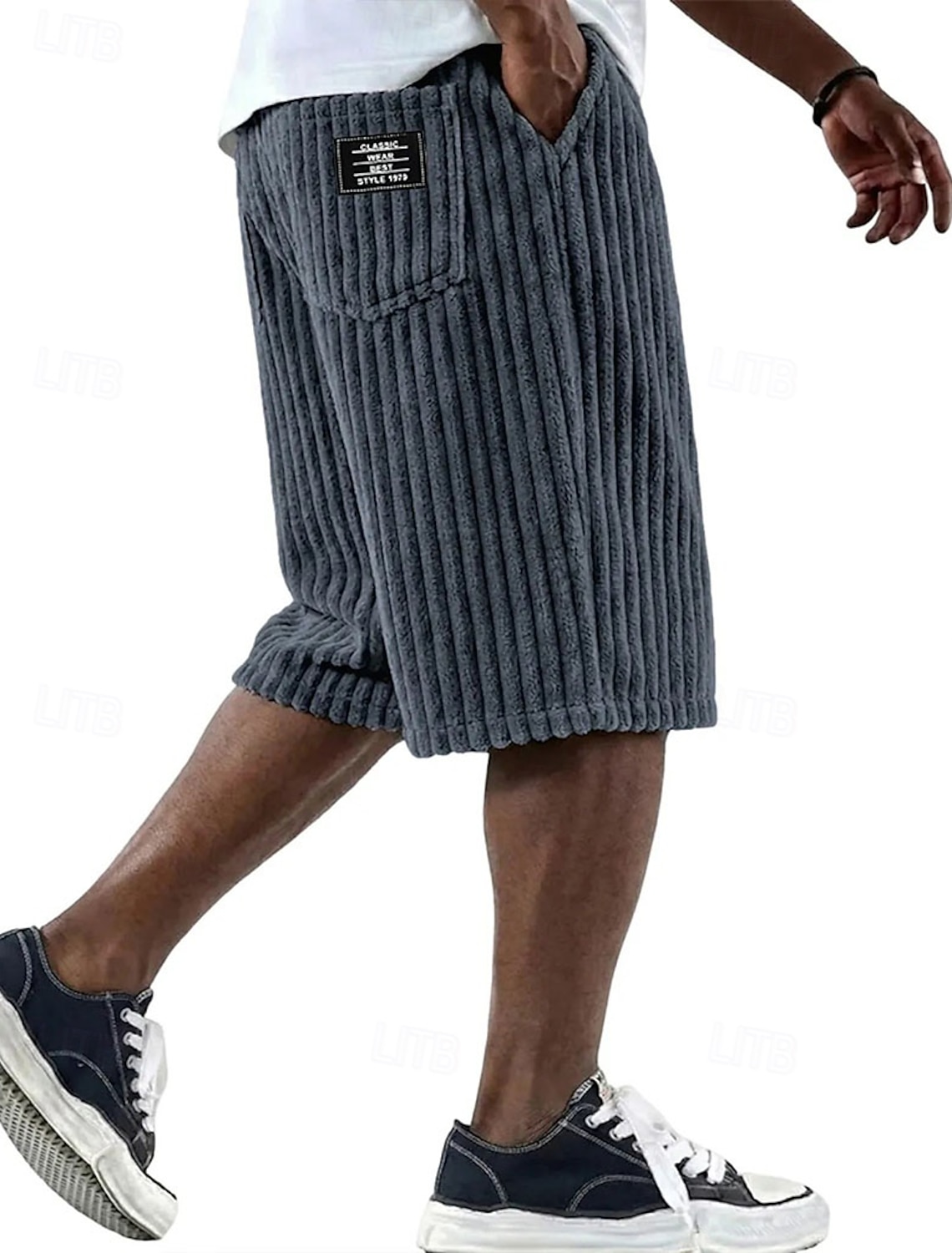 Men's Shorts Casual Corduroy Pocket Elastic Waist Simple Plain Comfort