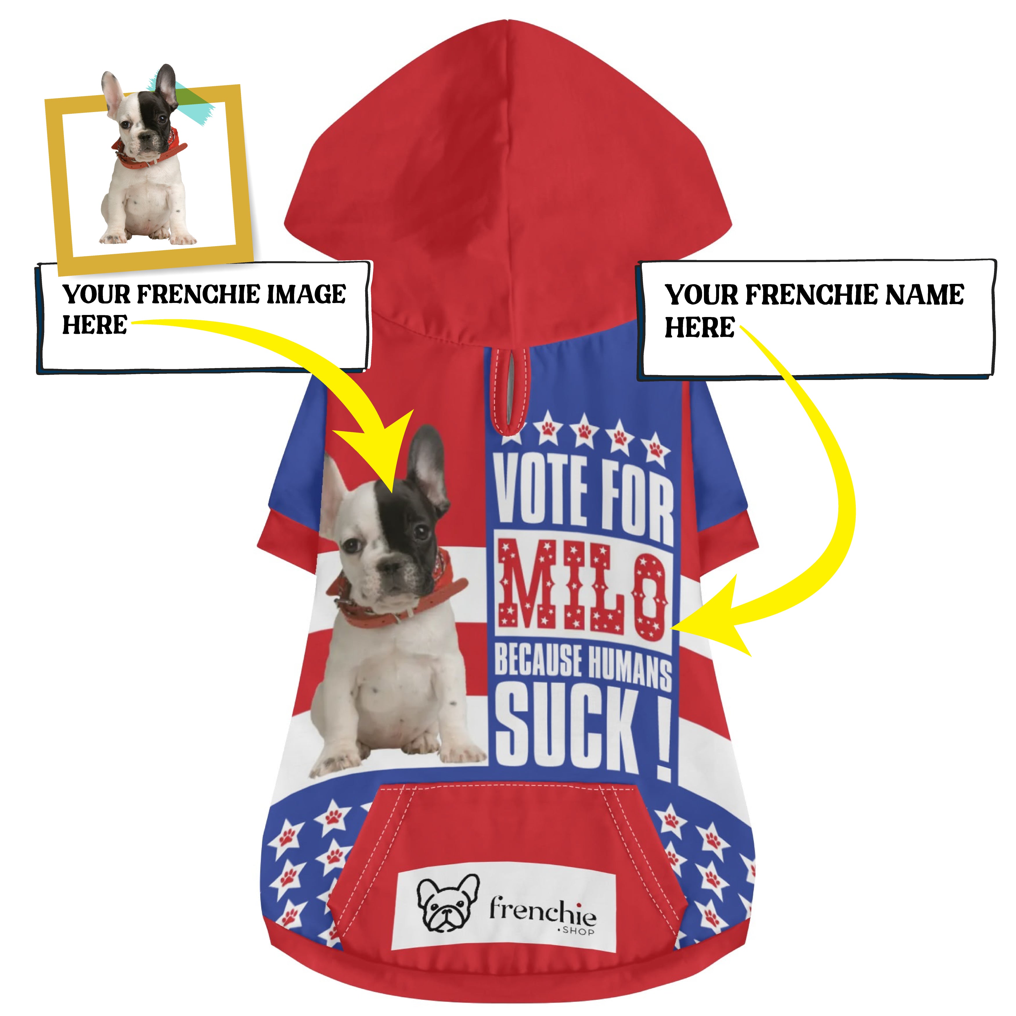 Your Dog’s Photo And Name | Frenchie Shop Original For Dog Lovers