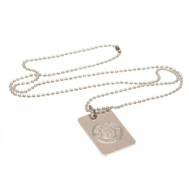 Men's Manchester City FC Silver Plated Dog Tag & Chain