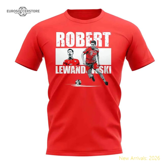 Top-Quality Robert Lewandowski Player Collage T-Shirt (Red)