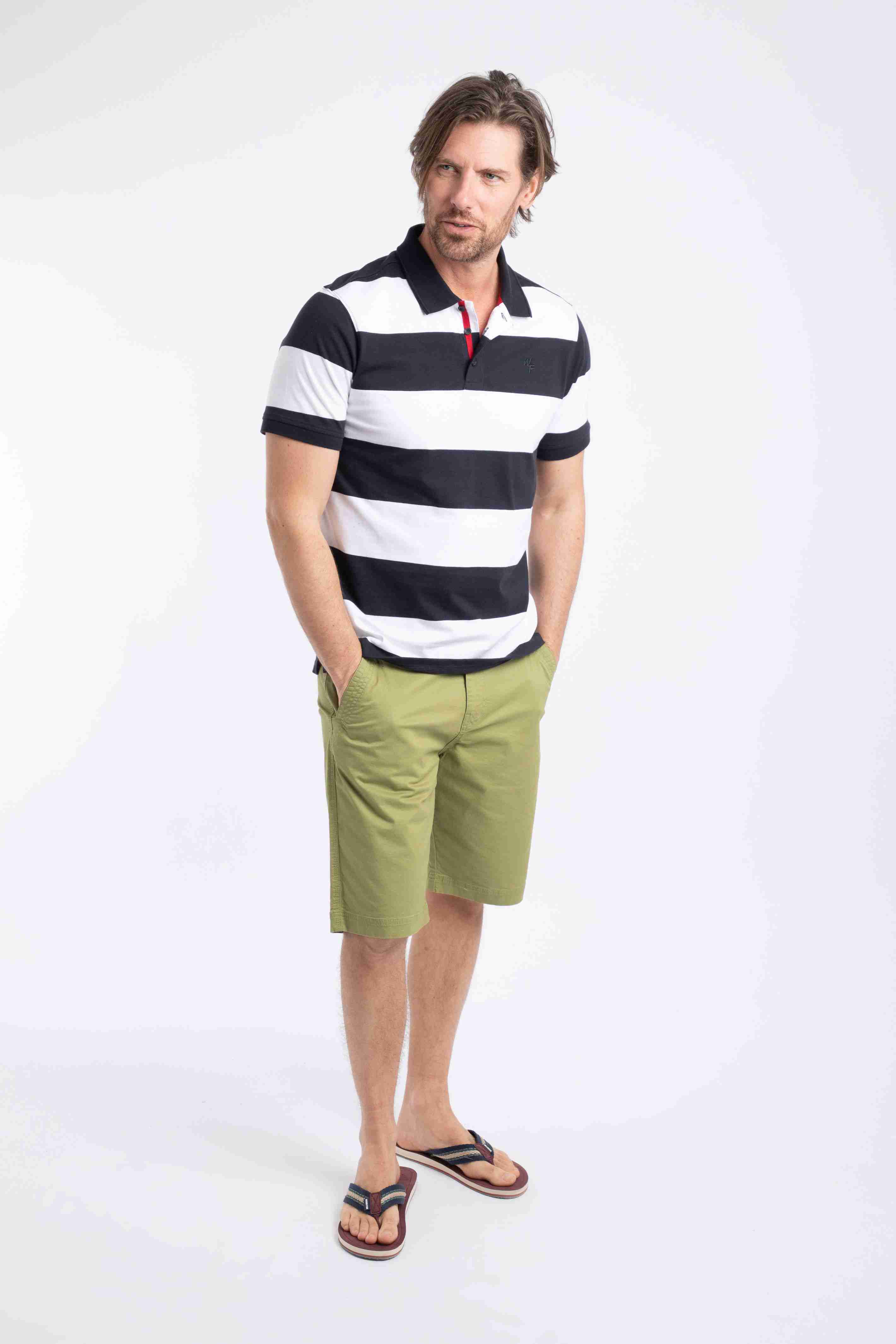 Ronald Organic Cotton Striped Polo Shirt Navy