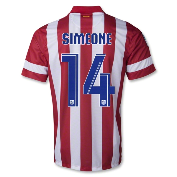 Quick Dry 13-14 Atletico Madrid 14 SIMEONE Home Soccer Jersey Shirt