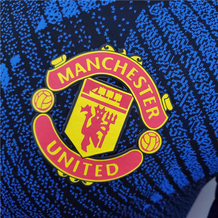 Lightweight Man Utd Manchester United 21-22 Third Blue Soccer Jersey