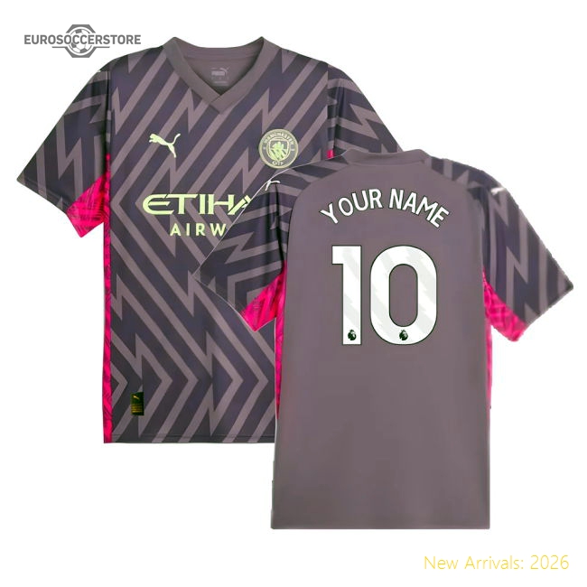 2023-2024 Man City Goalkeeper Kit Purple Charcoal Your Name