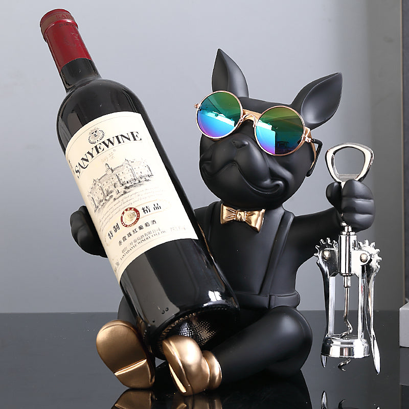 Culture-Inspired Frenchie Statue Wine Rack Corkscrew Wine Opener for ...