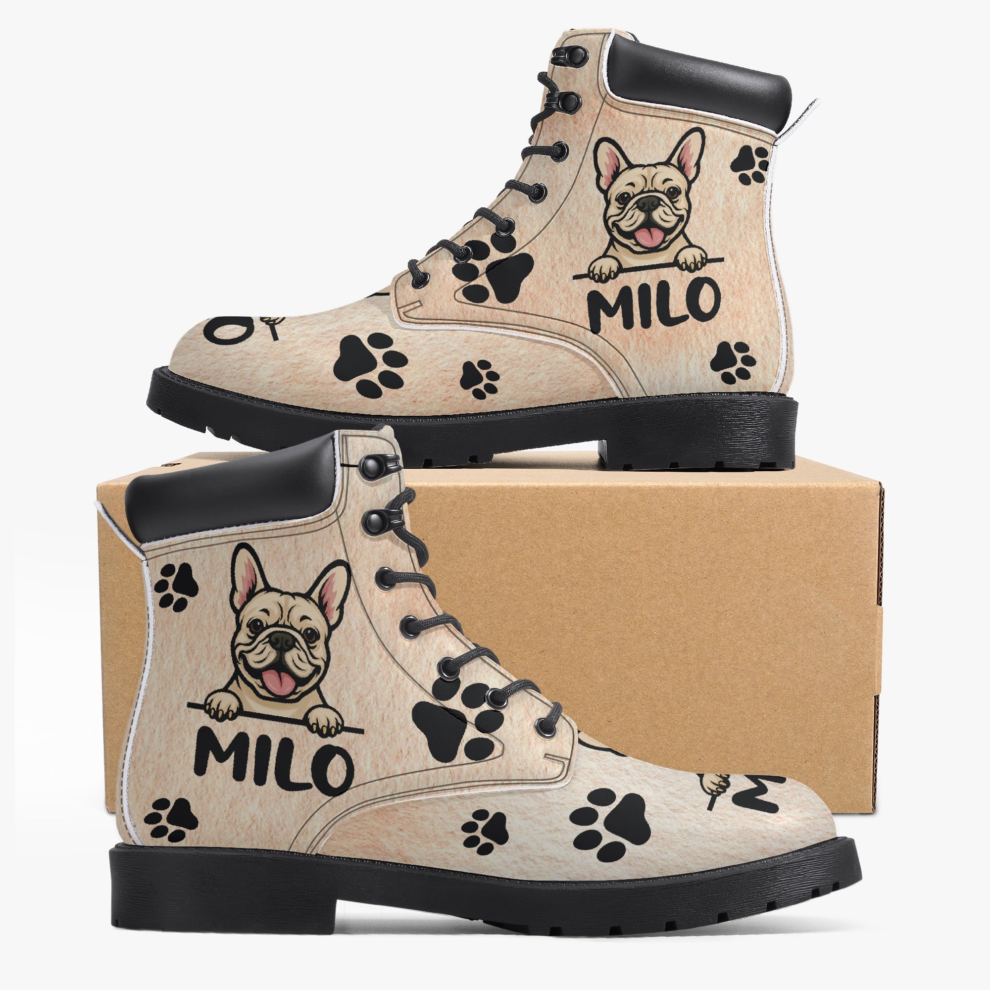 French Bulldog Lover Olympia Personalized Casual Leather Boot Perfect Gift Idea