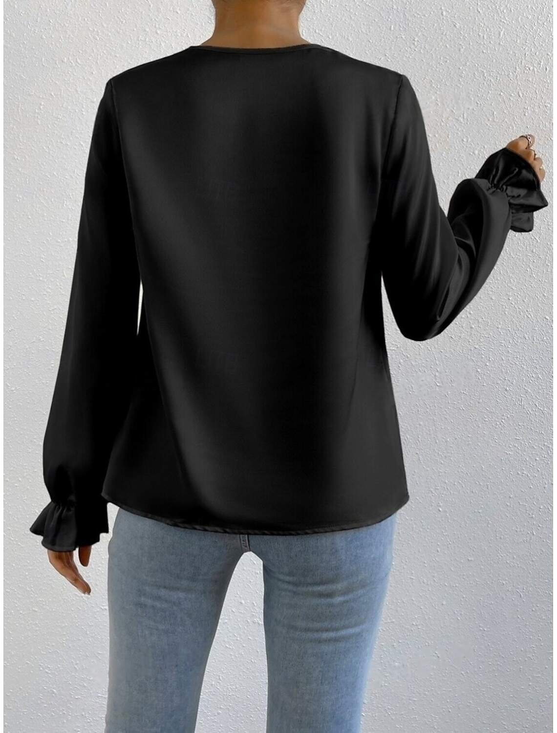 Women's Shirt Blouse Stylish Casual Solid Color Regular Tops Long Sleeve Cowl Neck Ruched Regular Fit Daily Summer Spring