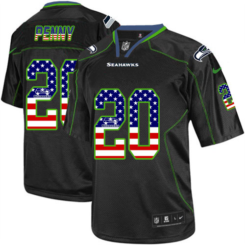 NFL W S S Seahawks #20 Rashaad Penny Black Elite Jersey - Authentic...