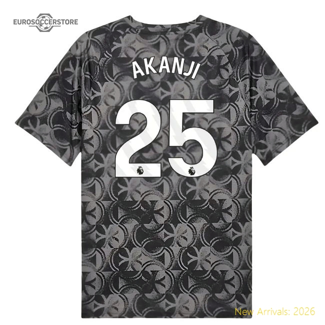 Official Elite 2025-2026 Man City Warm Up Shirt Black Akanji 25