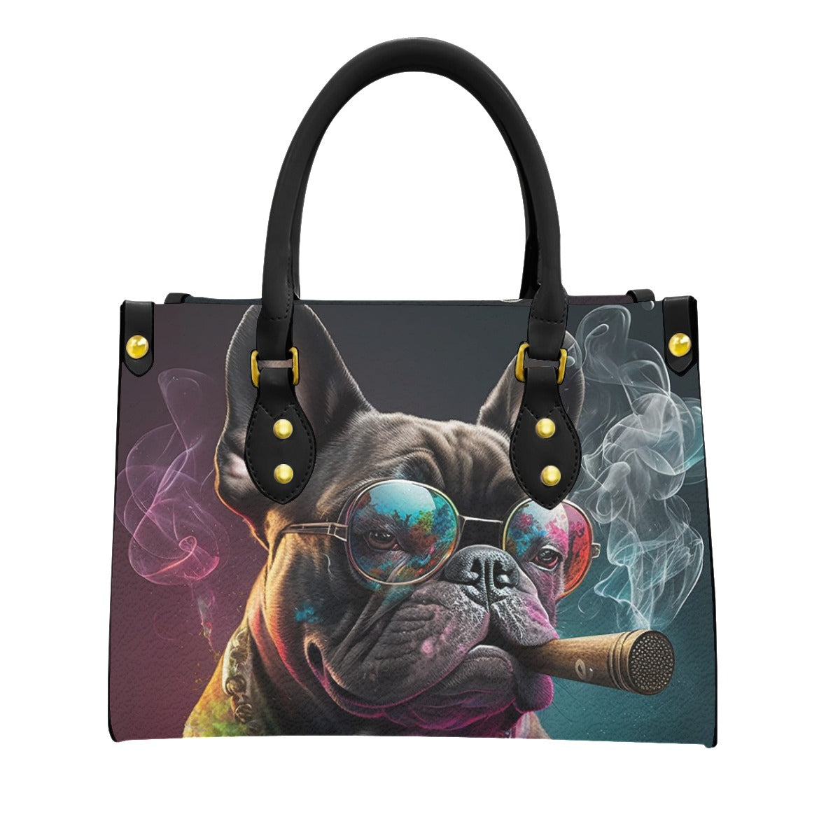 Stylish Frenchie Tote Bag with Chic Black Handles
