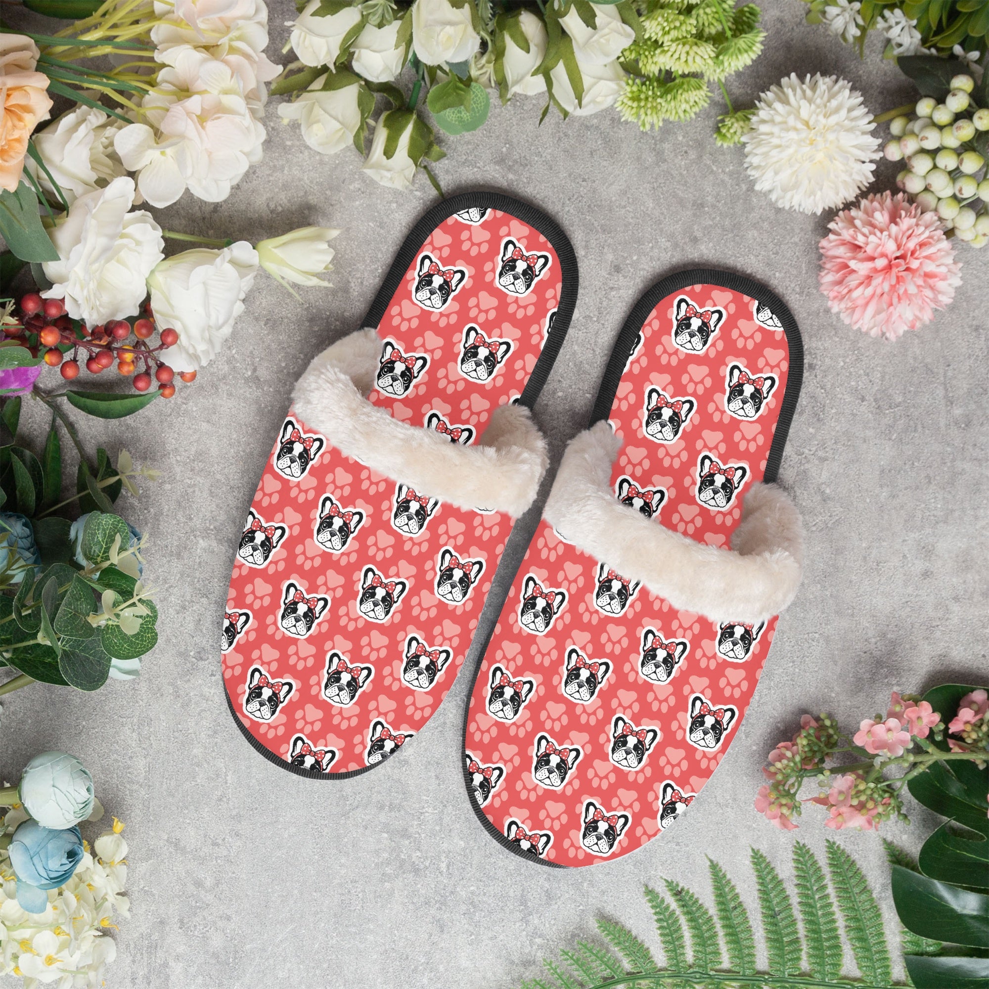 Culture-Inspired Rosie - Cozy Winter Slippers for French Bulldog Lovers