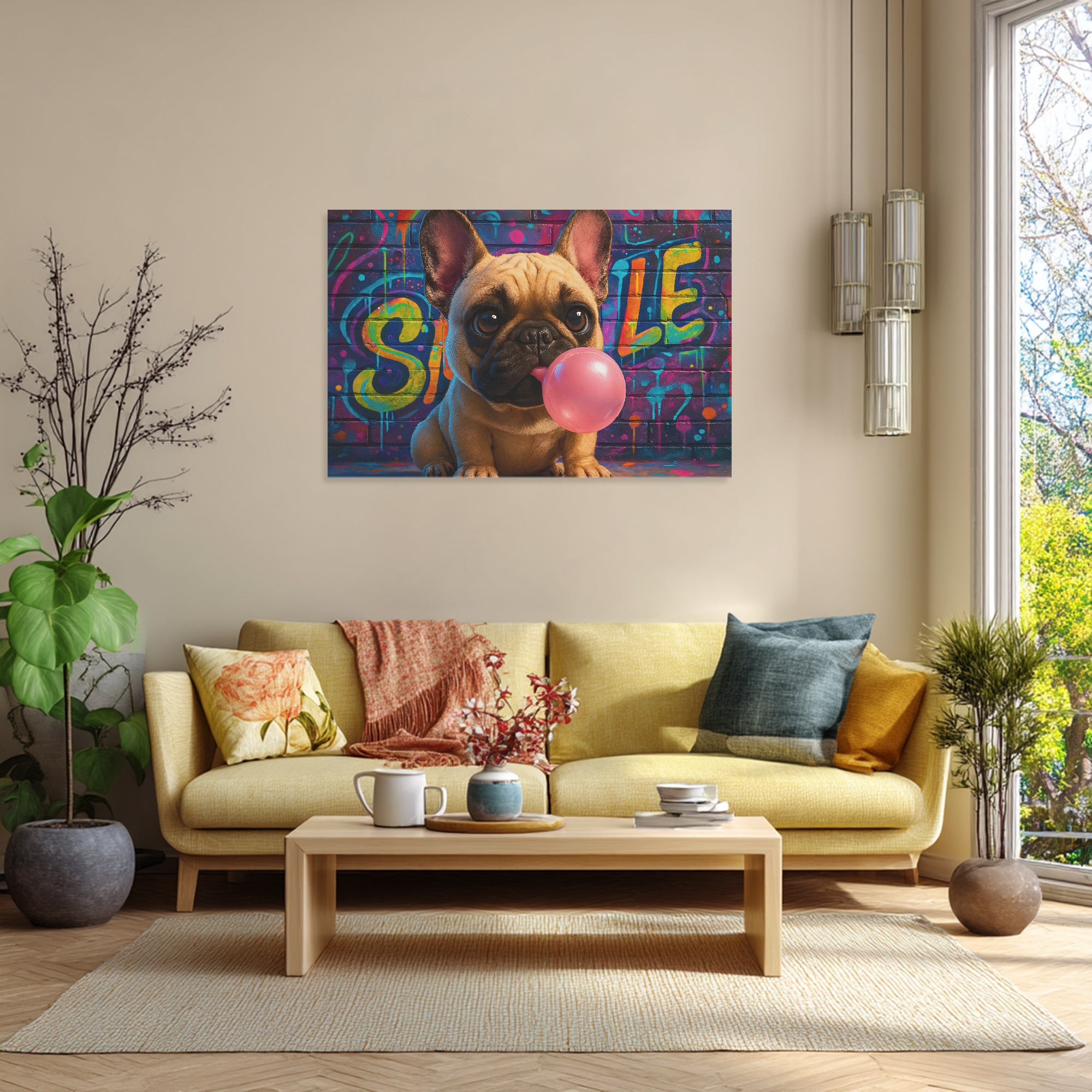 French Bulldog Winston Adorable Frenchie Canvas Wall Art Durable Dog Item