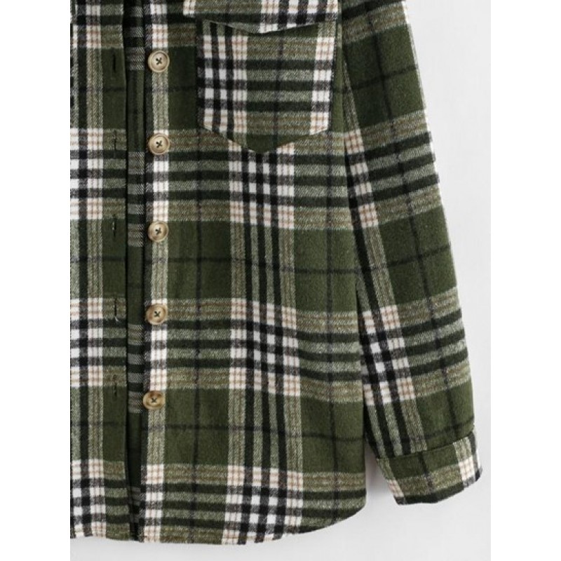 Plaid Cargo Pockets Boyfriend Shirt IH3365