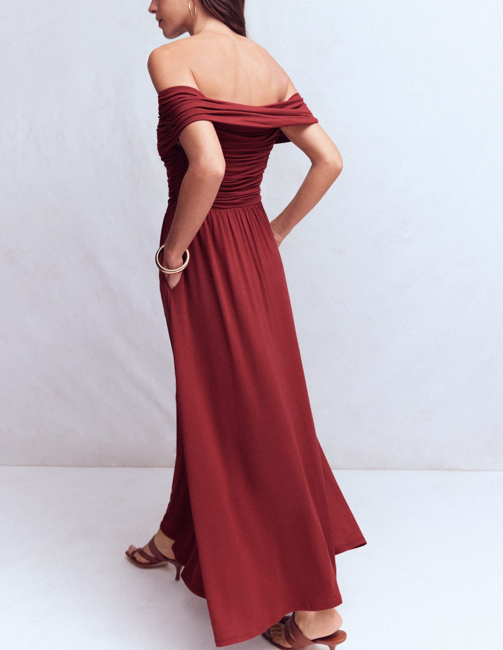 Ruched Bardot Jersey Dress