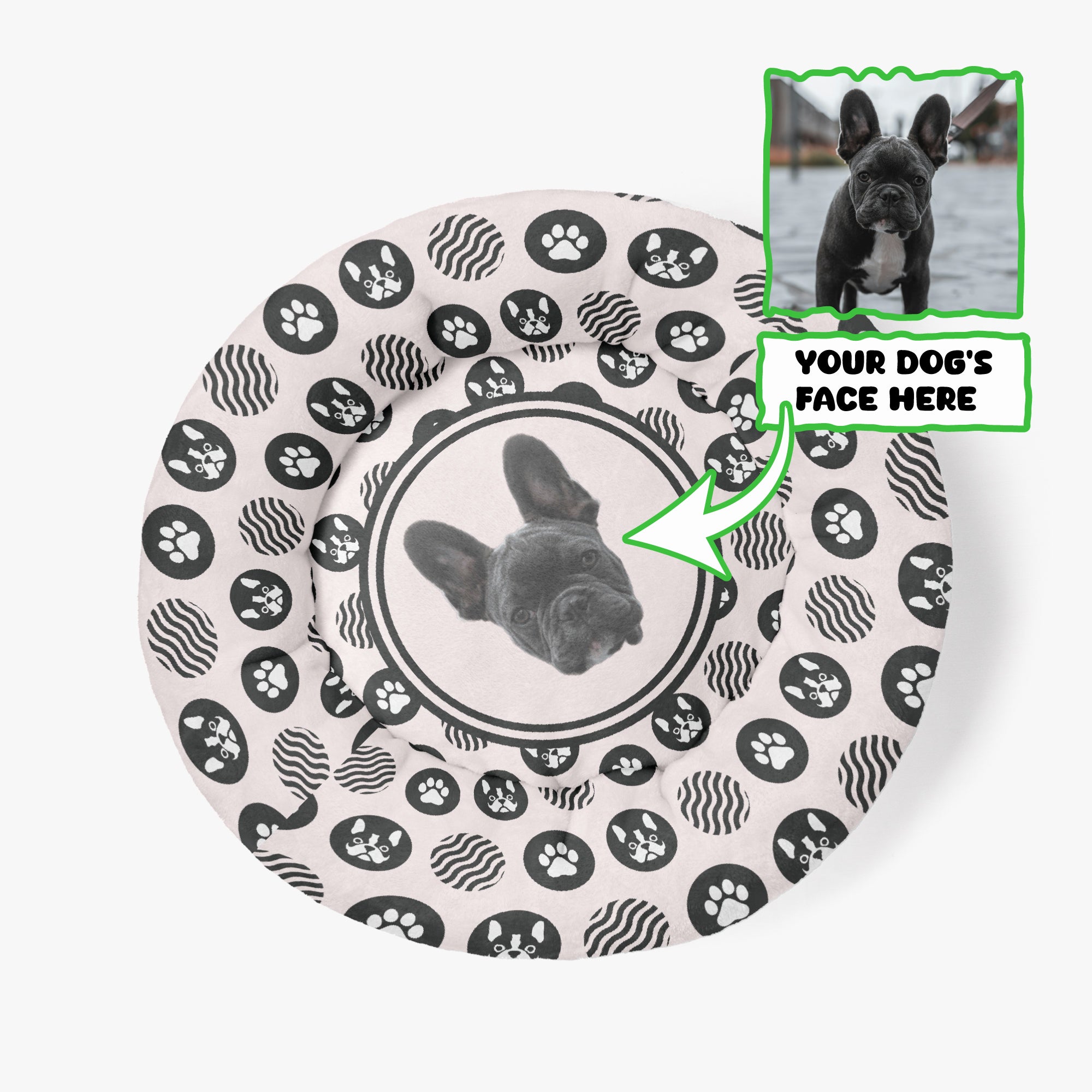 Anti-anxiety Donut Bed For French Bulldogs Outdoor Use | Non-slip Design